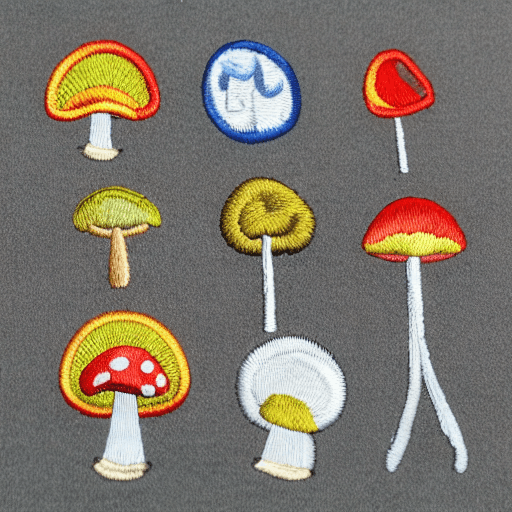 AI generated: Hyper realistic embroidered mushroom identification and foraging merit badge design for professional...