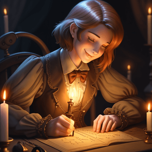 AI generated: high resolution steampunk style animation 16:8 in Animation shows George writing a letter by candlel...