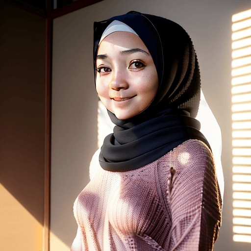 AI generated: Asian Hijab (22:1. 3) year old (woman:1. 1) (naked:1. 1) in open room with the ((large:1. 1) (softbo...