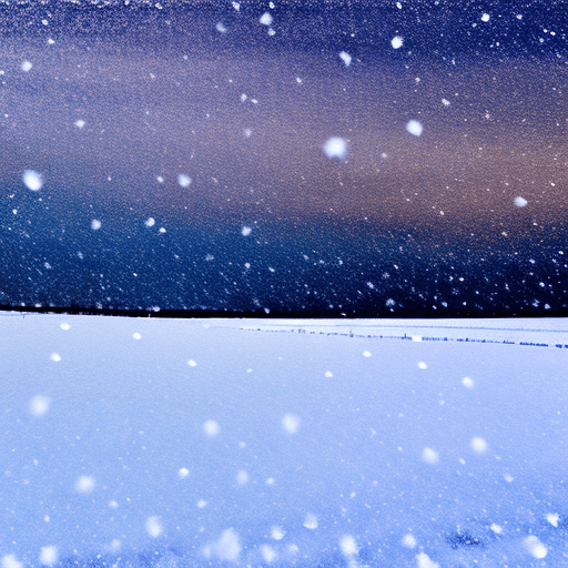 AI generated: snow storm at night.
ice crystals falling to the ground.
flat barren horizon.
Style: impressionist 