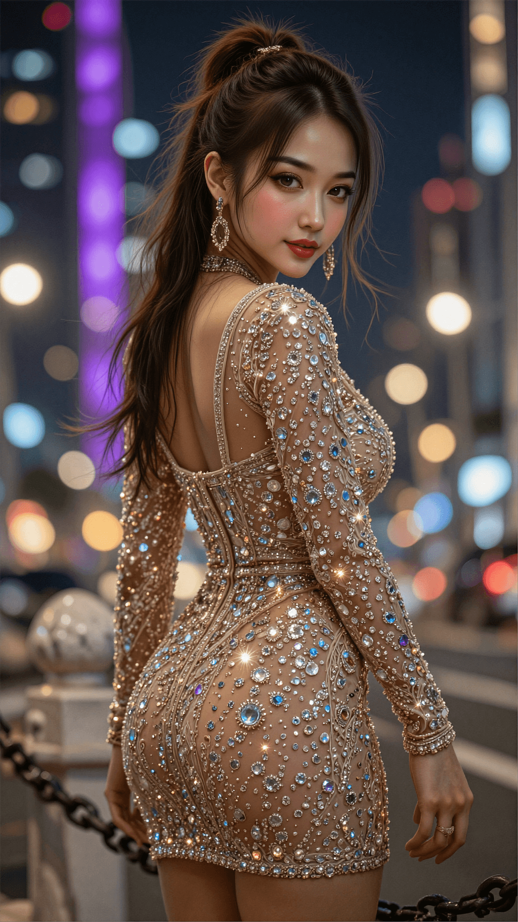 AI generated: A highly detailed, photorealistic, cinematic medium shot of a stunning young Japanese woman in a spa...