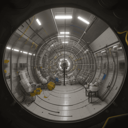 AI generated: puede crear un laboratorio subterraneo con tres cientifico observando una capsula de clonacion.