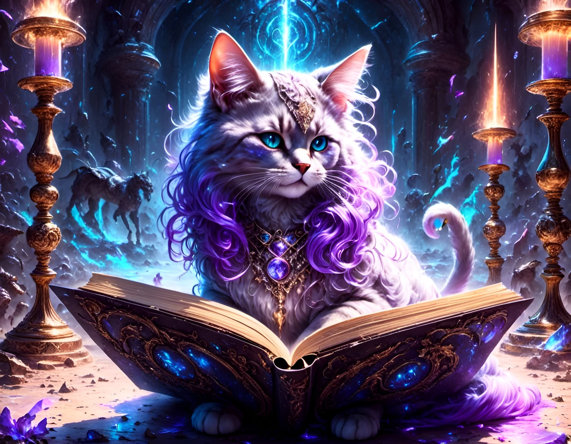 AI generated: <lora:Glowing Runes:1.0> <lora:MeinaCafe:1.0> <lora:lowrider paintjobs:1.0> A CAT uses breathtaking ...