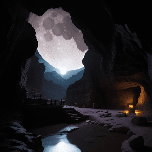 AI generated: hira cave, moon light