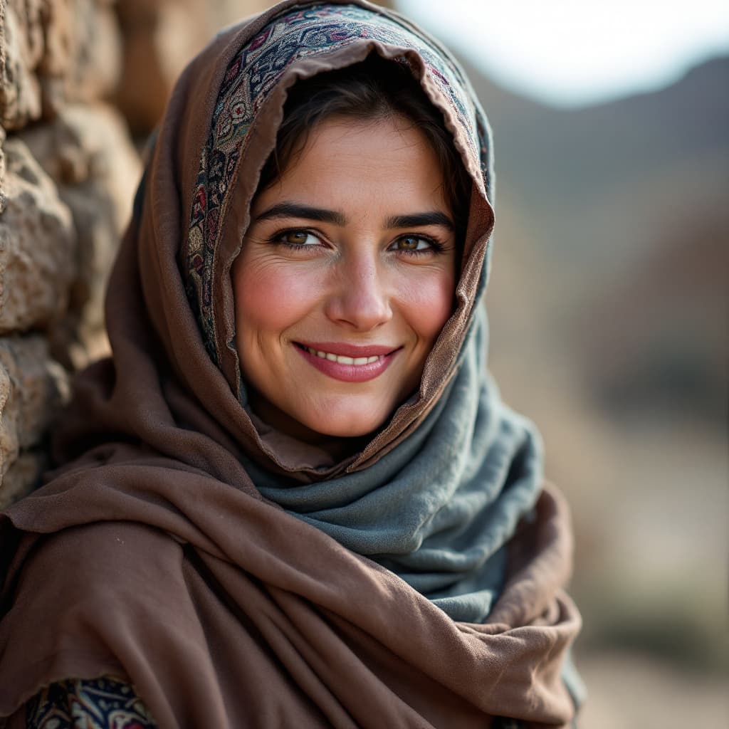 AI generated: an afghan women  in hijab with smile