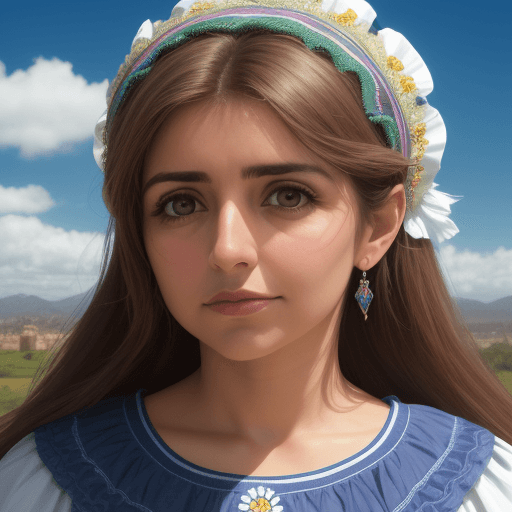 AI generated: muchacha de mirada soñadora mira el cielo con un fondo medileval