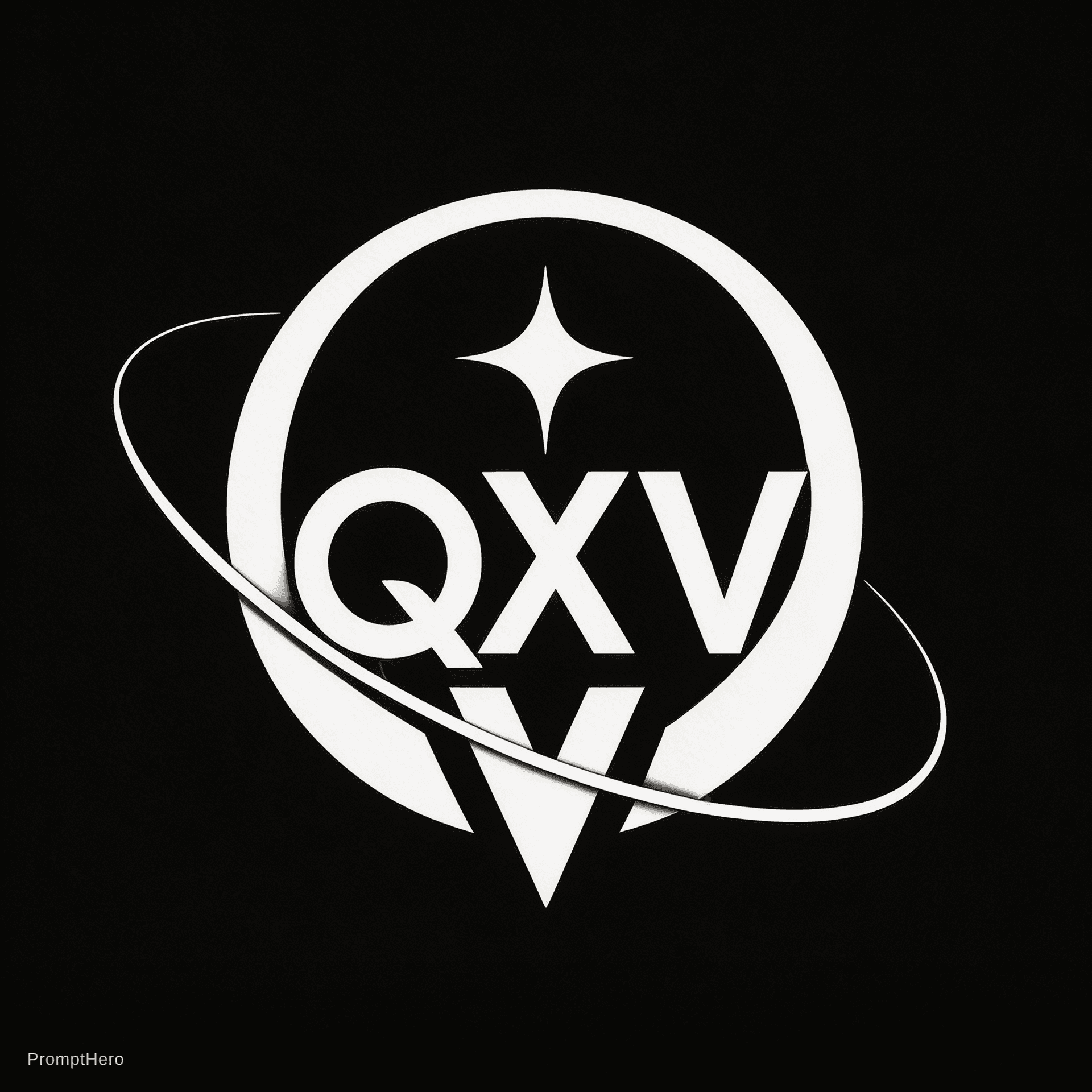 AI generated: Create a Black and White version (no glow, no lighting effects) of this Reference image Logo.