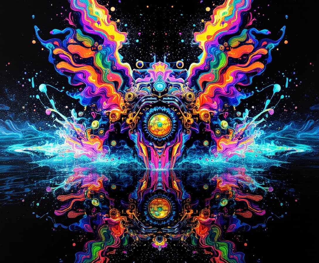 AI generated:  "Steampunk Spectralis Mechina", beauty of symmetry, duality, interconnected design. parallel lines,...