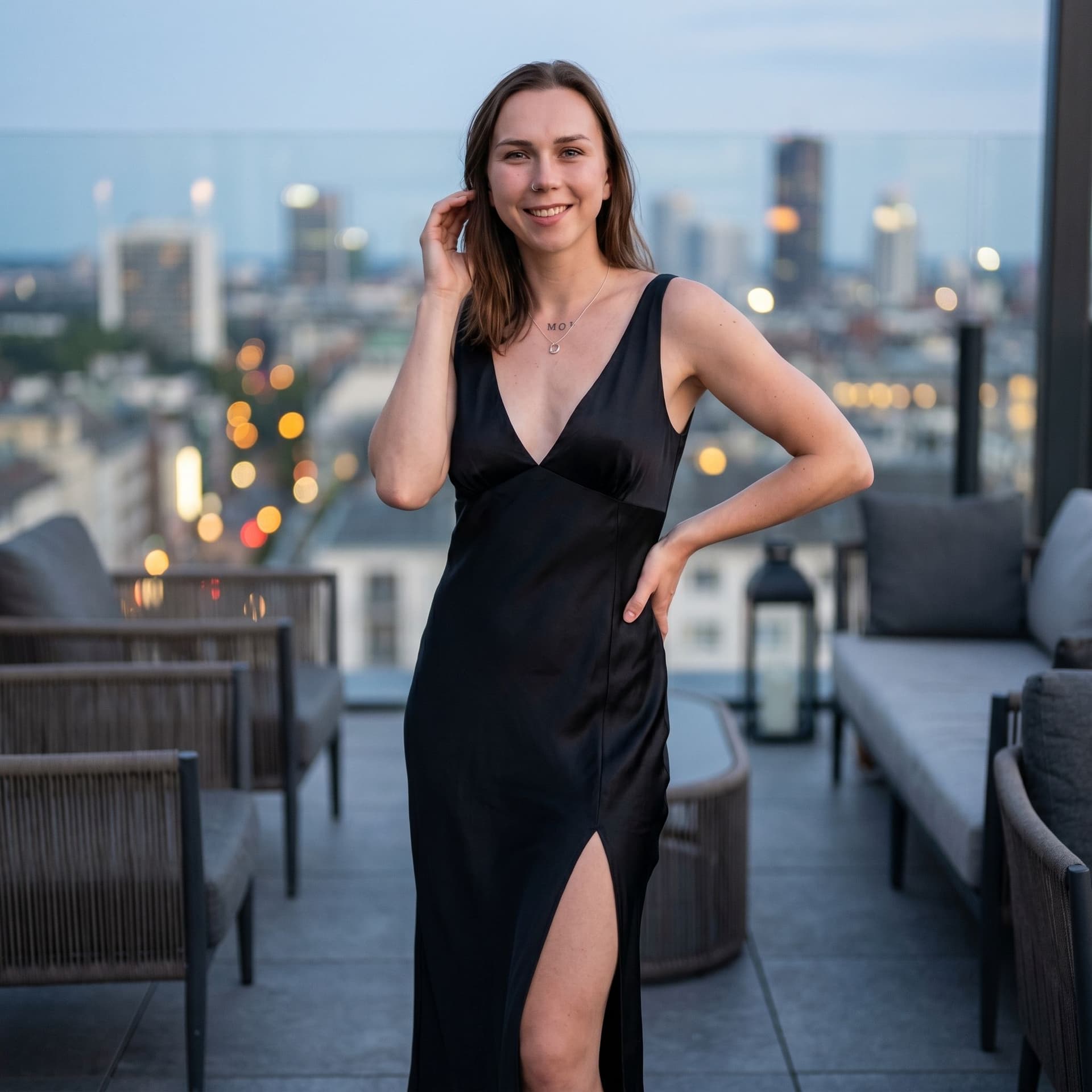 AI generated: make a picture with a sexy dress an pose