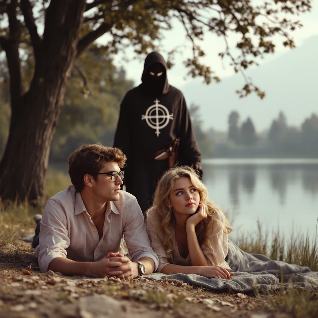 AI generated: A photorealistic image of Two 1960's college students, a boy, wearing glasses and 60's spring clothi...