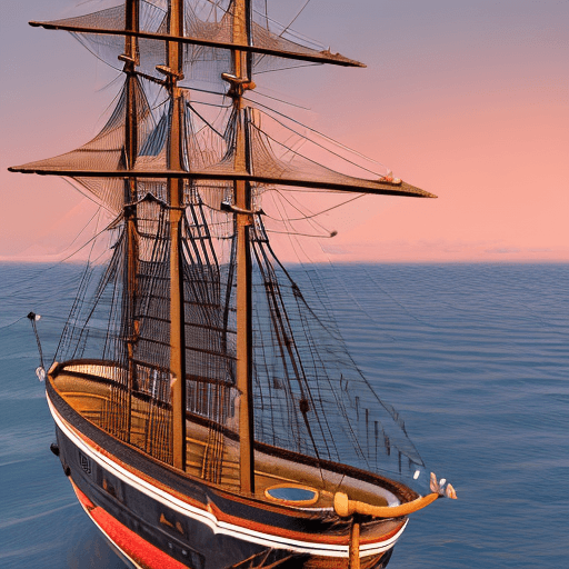 AI generated: Photo of a ultra realistic sailing ship, dramatic light, pale sunrise, cinematic lighting, battered,...