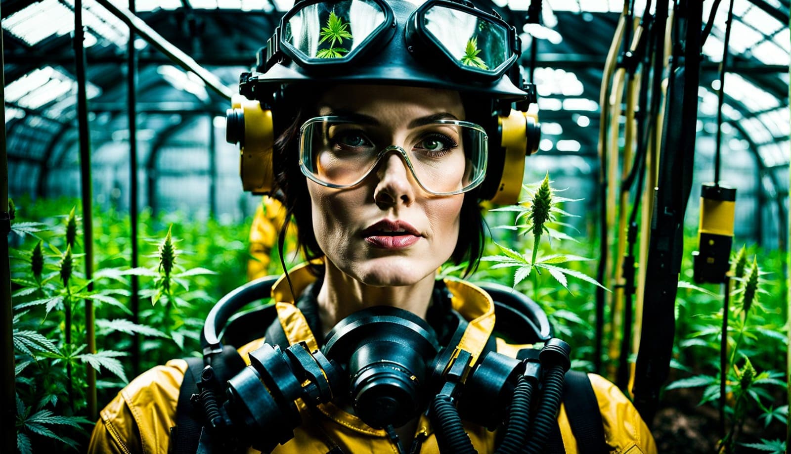 AI generated: 200mm portrait photo, half-body, Michelle Dockery as Walter White from the Breaking bad, vicious and...