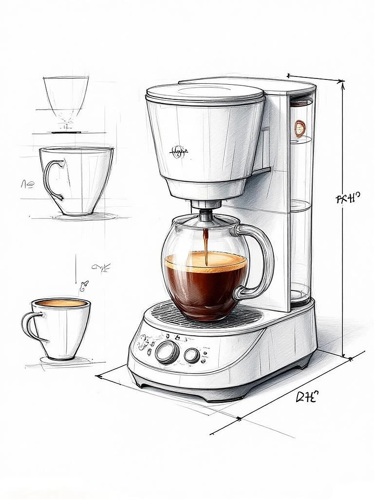 Featured image #1 for C_Coffee Machine Blueprint Design_Coffee Machine Appearance Generation