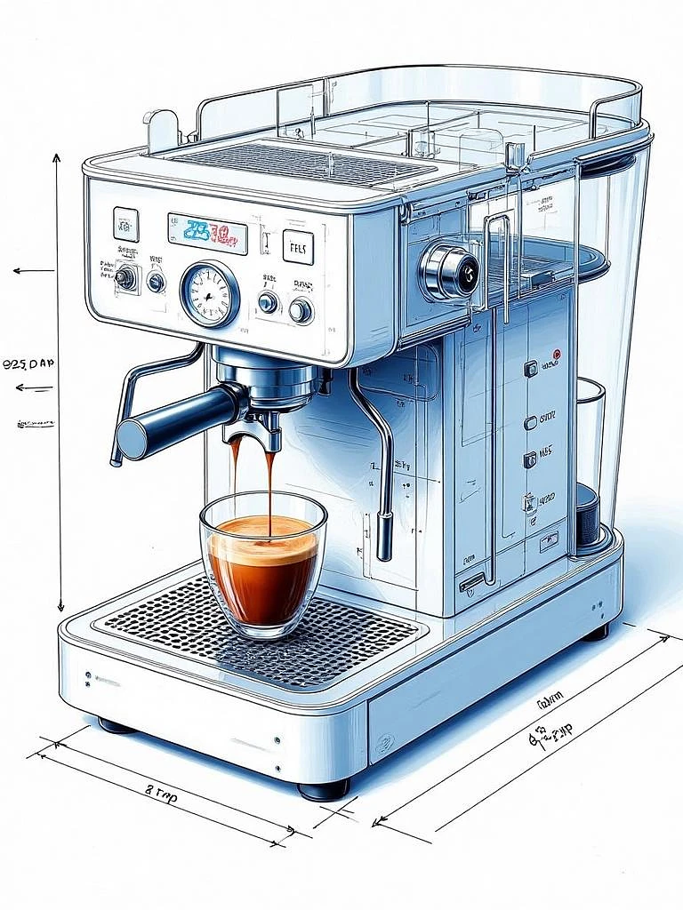 Featured image #3 for C_Coffee Machine Blueprint Design_Coffee Machine Appearance Generation