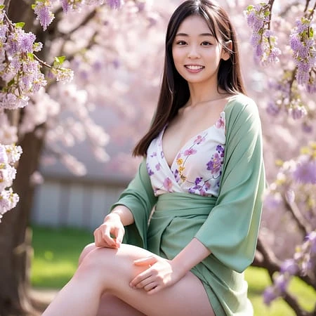 Featured image #2 for Kawaii Asian girls in kimono in cherry blossom scene かわいい桜の下の美しい少女 可爱的樱花妹 Japanese