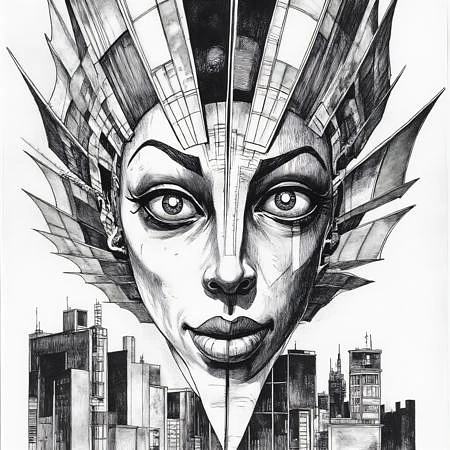 Featured image #5 for Monochrome Graphic Etching (SD1, SDXL, Pony, Flux)