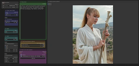 Featured image #1 for Comfy UI Flux Dev. with Upscaler , 2 LORAs and Adetailer. Super clean