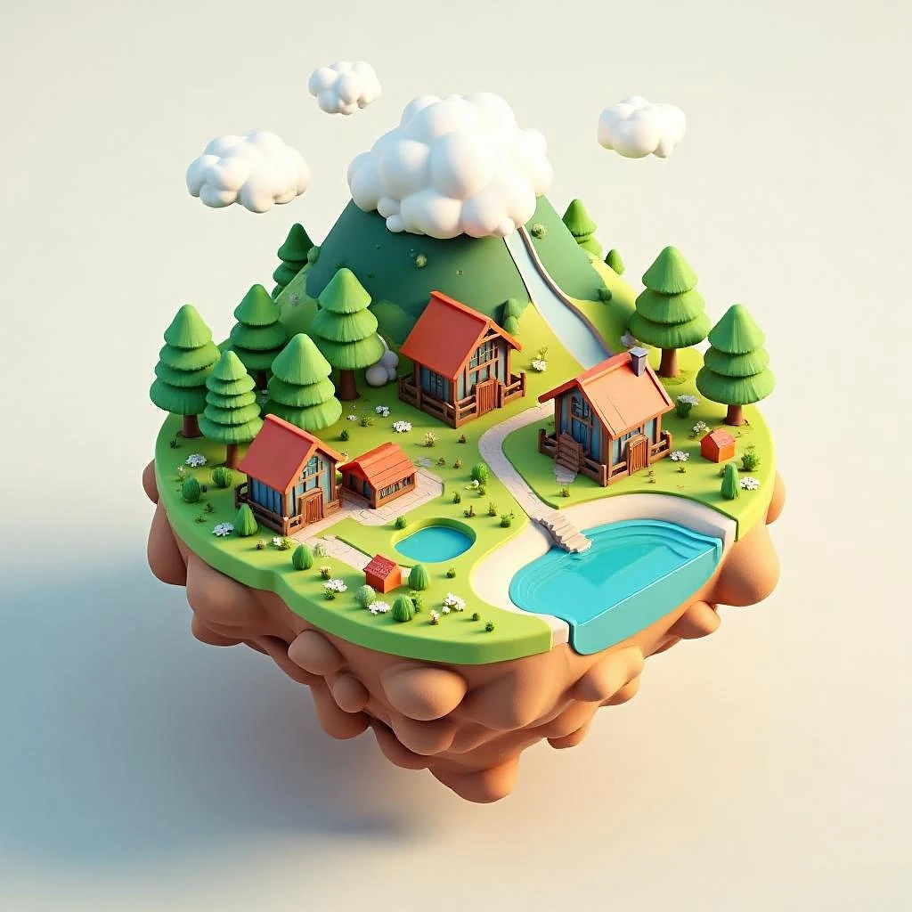 Featured image #3 for DN_Isometric 3D Modeling_Landscape Scene Generation