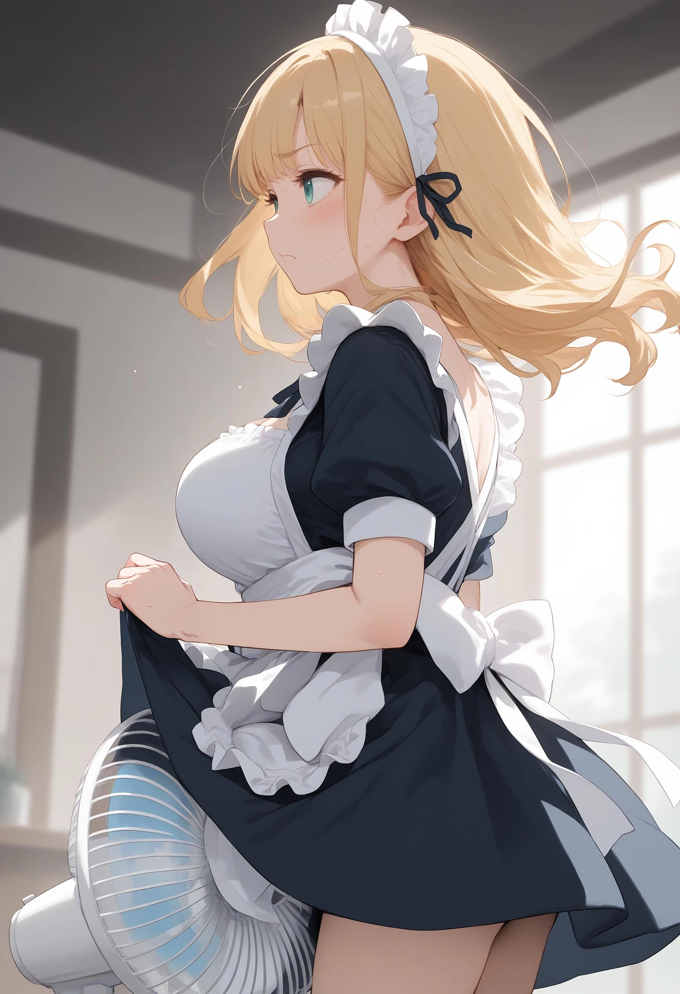 Featured image #6 for [Illust&XL&Pony] fanning crotch / electric fan / 扇風機スカートめくり / 股間冷やし