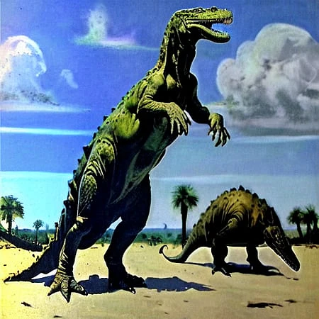 Featured image #3 for Old Dinosaur Oil Painting