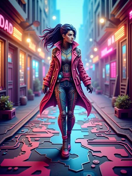 Featured image #4 for Neon Cyberpunk Papercut - FLUX & SDXL