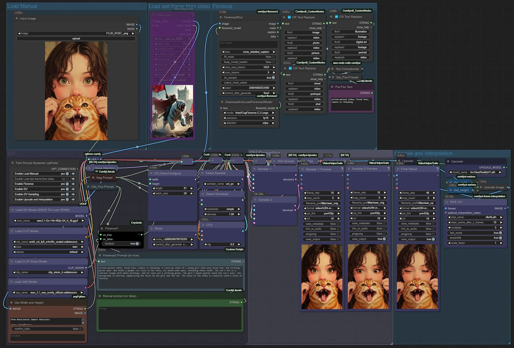 Featured image #1 for Wan Video Image To Video workflow + upscaler + interpolation + Florence2