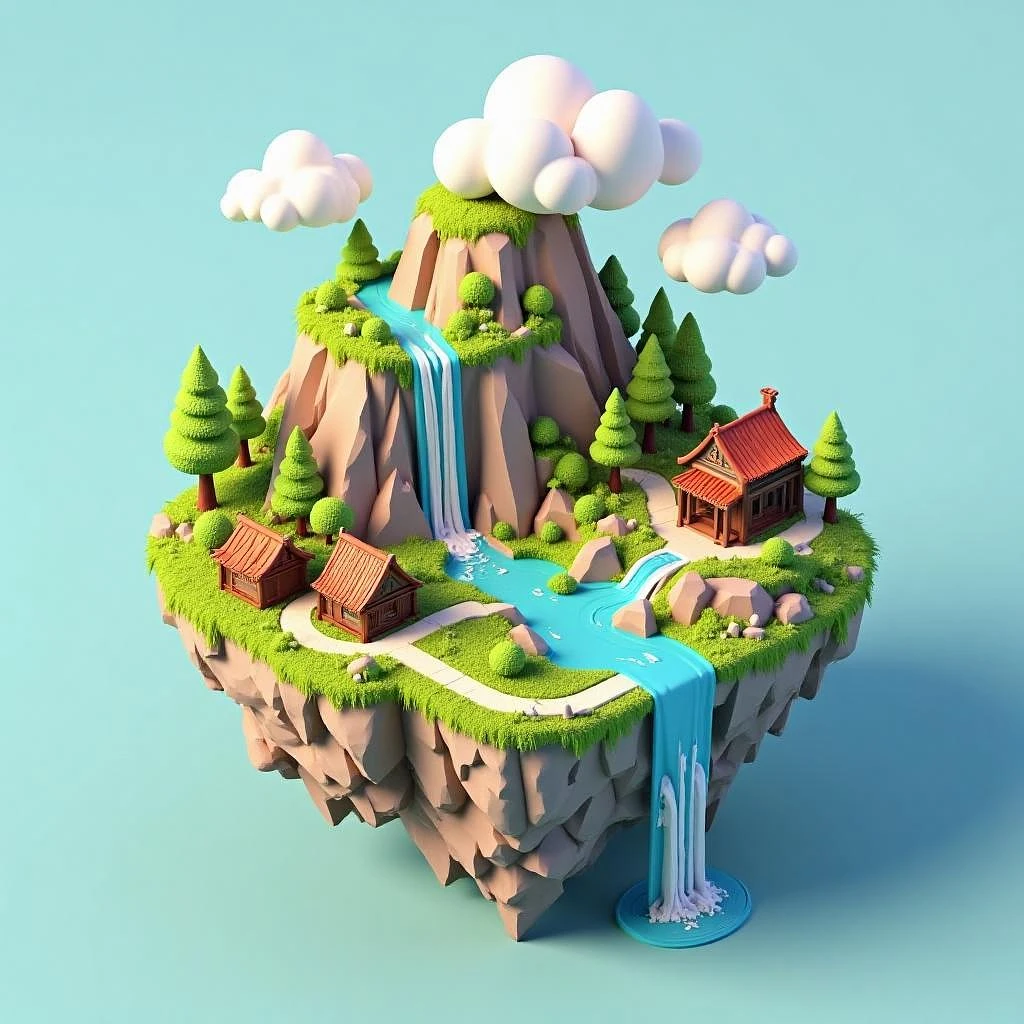 Featured image #1 for DN_Isometric 3D Modeling_Landscape Scene Generation