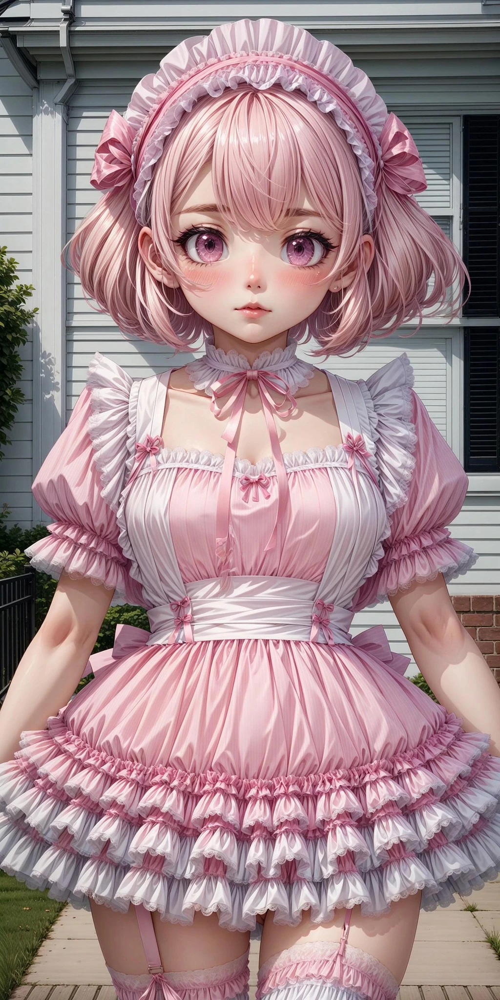 Featured image #3 for Pink and White Pinafore Dress