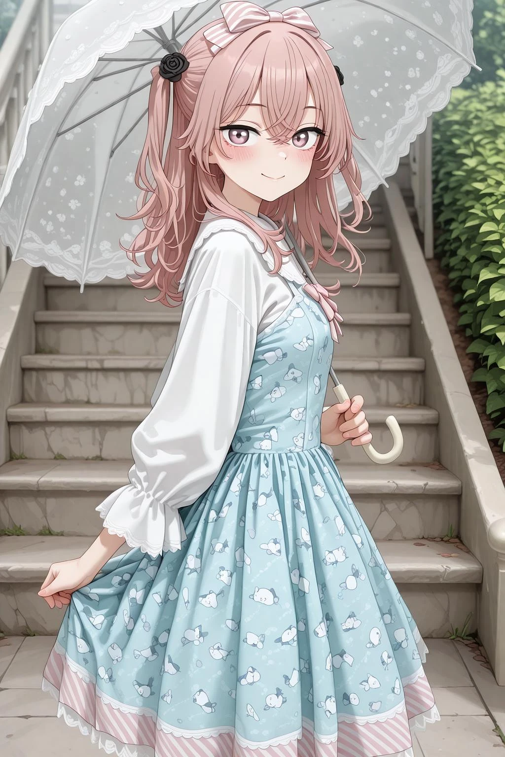 Featured image #2 for Pochacco Stars Print Blue and Pink Sweet Dress - Illu