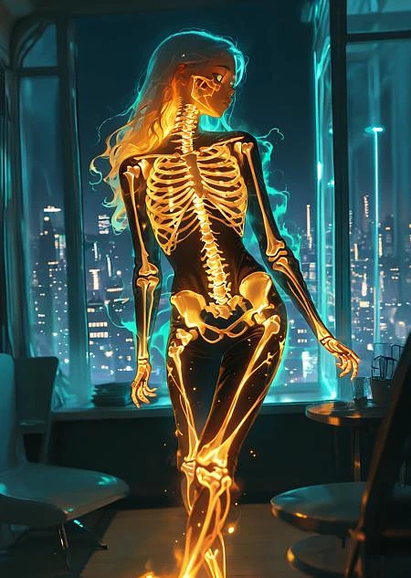 Featured image #1 for transluminescent glowing skeleton LoRA [FLUX+XL+Pony+Illustrious]