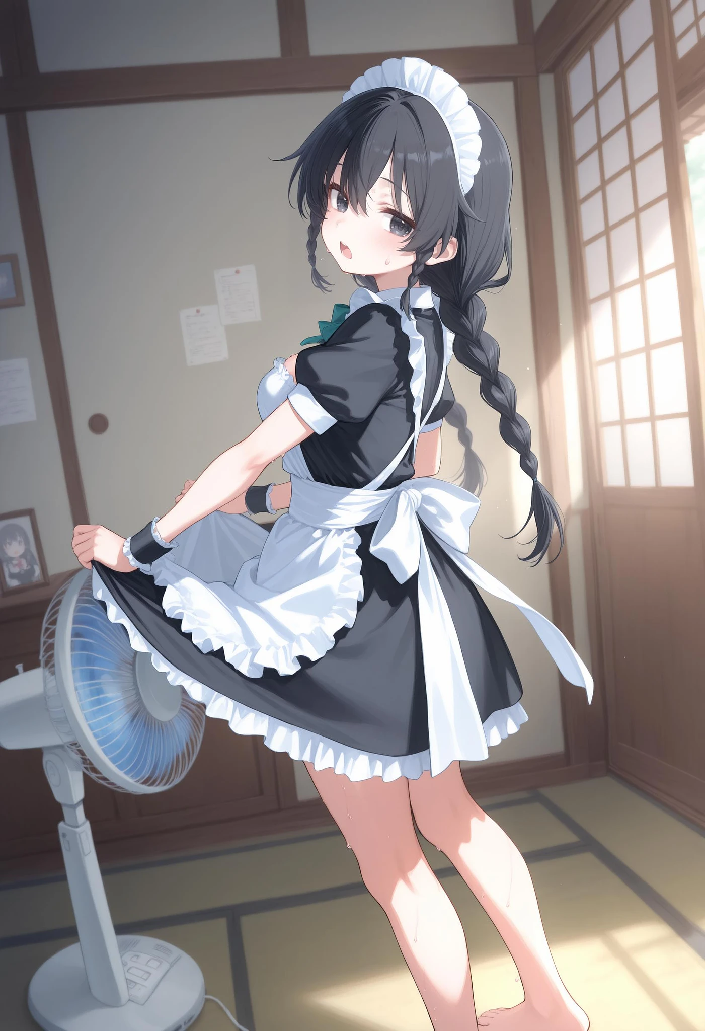 Featured image #4 for [Illust&XL&Pony] fanning crotch / electric fan / 扇風機スカートめくり / 股間冷やし