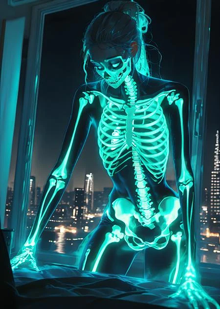 Featured image #2 for transluminescent glowing skeleton LoRA [FLUX+XL+Pony+Illustrious]