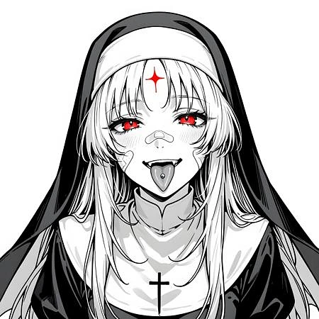 Featured image #1 for rebel nun monocrom consept [PONY | SDXL | ILLUSTRIOUS | FLUX]