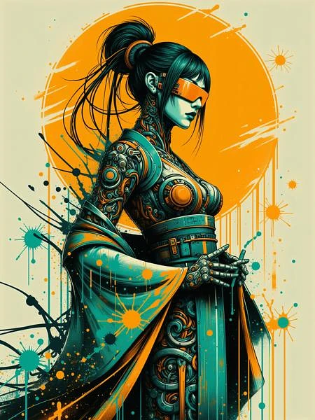 Featured image #4 for Neon Cyberpunk Splash Art FLUX, SDXL, Pony & SD1.5
