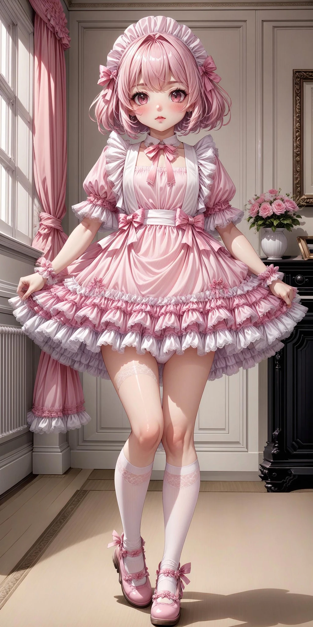 Featured image #1 for Pink and White Pinafore Dress