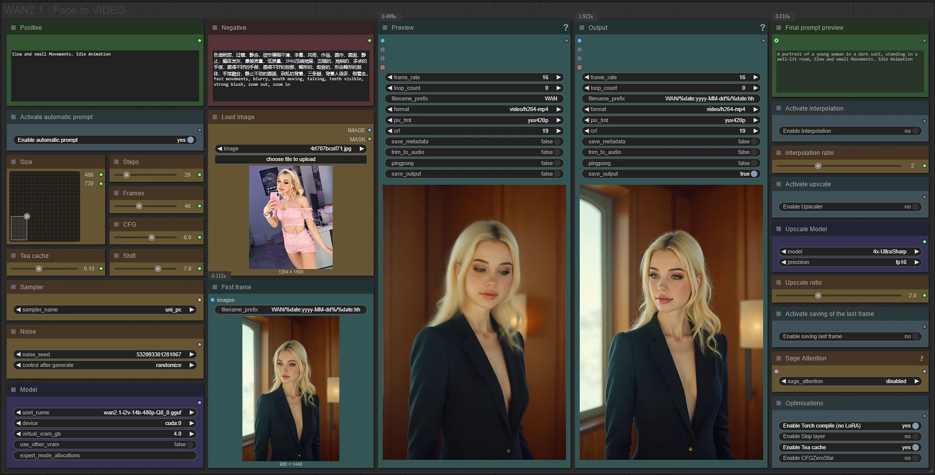 Featured image #6 for FACE to VIDEO simple workflow WAN2.1 | GGUF | PuLID | UPSCALE | TeaCache