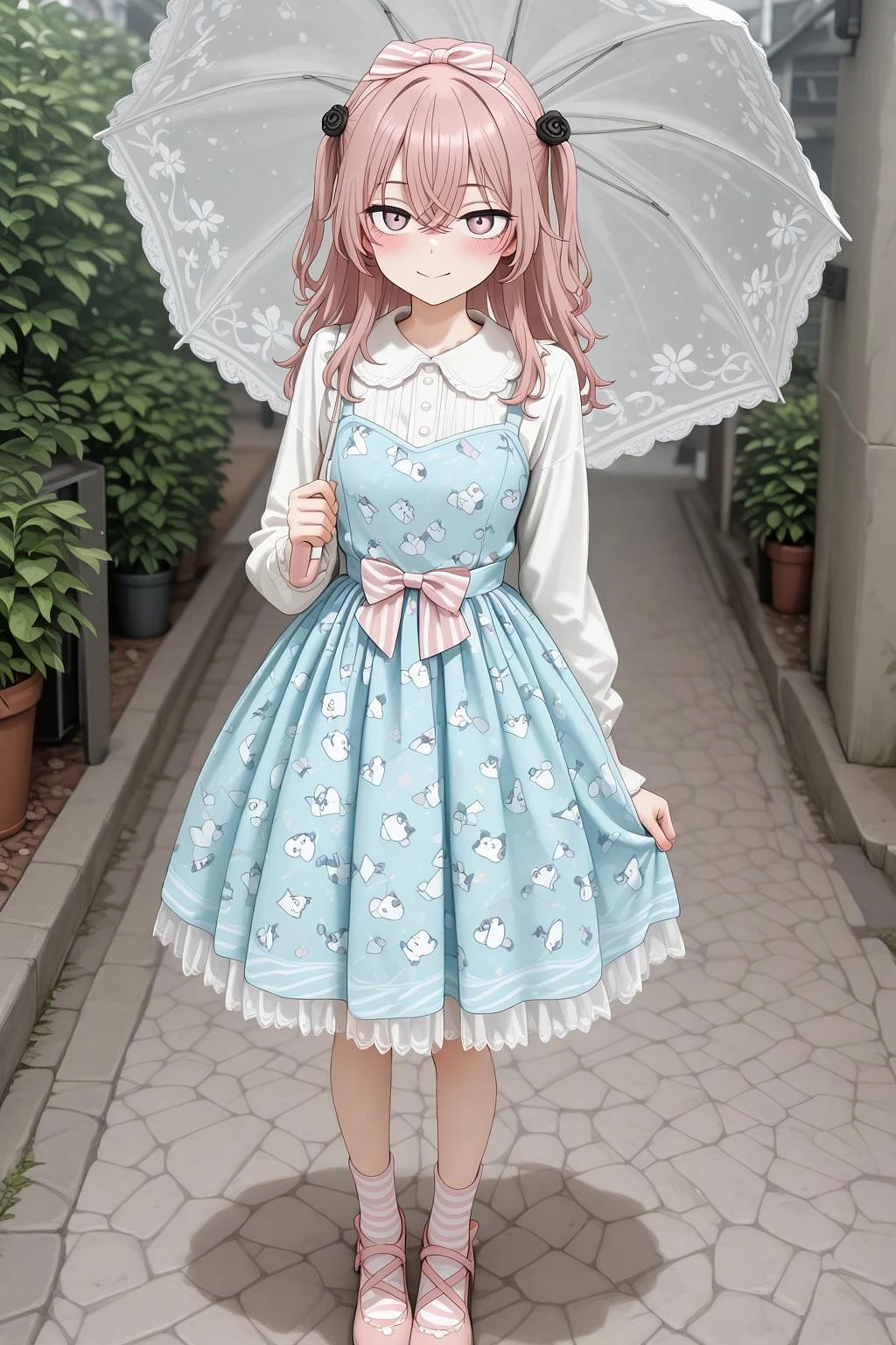 Featured image #3 for Pochacco Stars Print Blue and Pink Sweet Dress - Illu