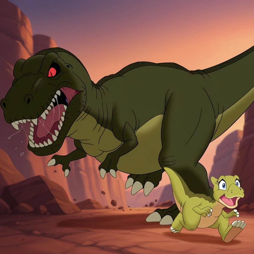 Featured image #1 for Sharptooth and Ducky Experiment (land before time) illustrious