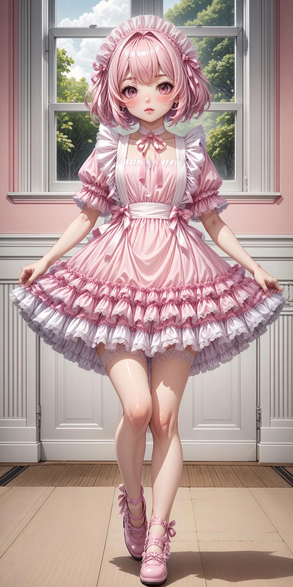 Featured image #4 for Pink and White Pinafore Dress