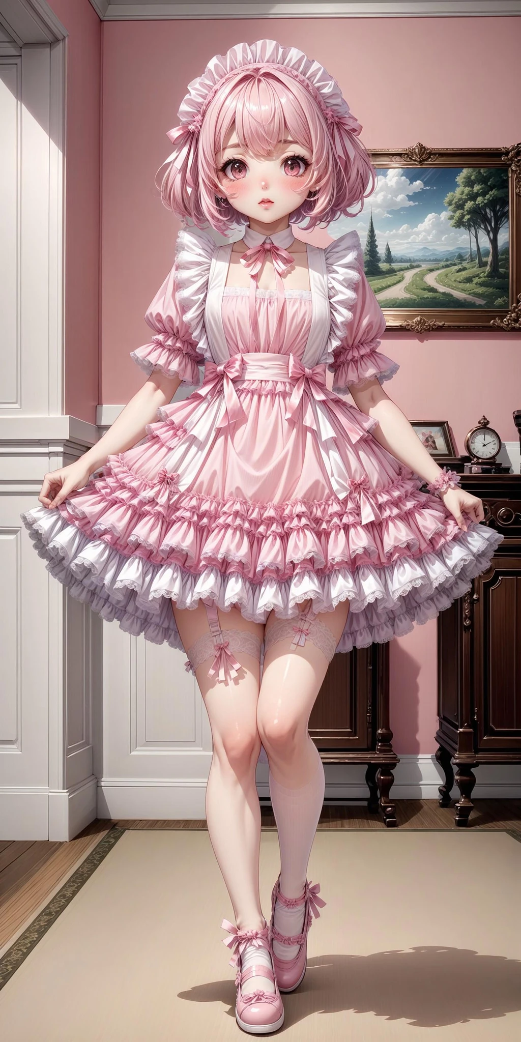 Featured image #2 for Pink and White Pinafore Dress