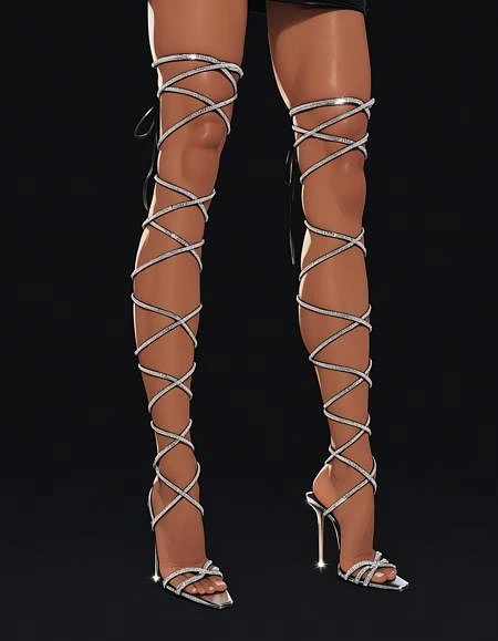 Featured image #1 for High Heel Lace Up Thigh High Gladiator Sandals (2 Variants) [Pony/Illust]