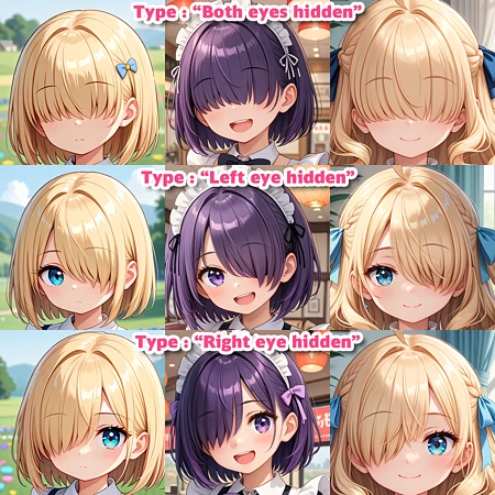 Featured image #5 for [SDXL]  "Hair over eyes" helper / 目隠れ補助