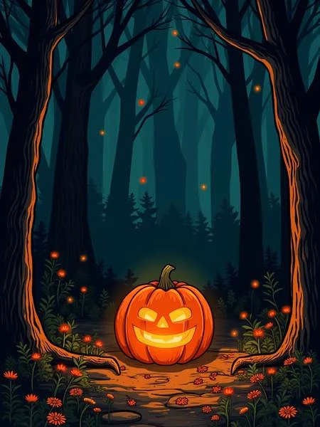 Featured image #4 for Halloween Retro Line illustration Flux1.d Lora