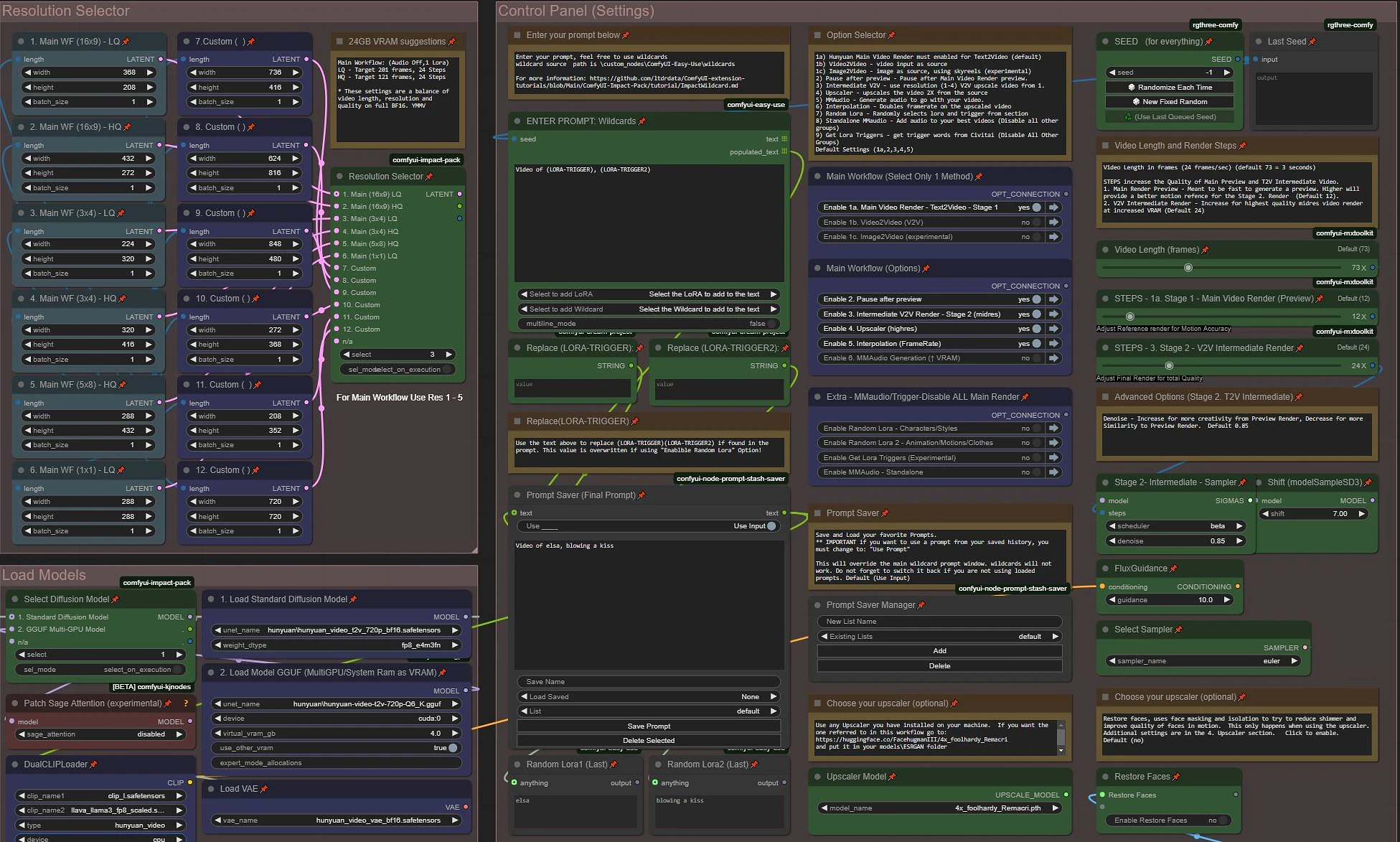 Featured image #3 for WAN Video YAW Workflow V2V T2V I2V, upscale, extend, audio, interpolate, random-lora, preview pause, upscale, multi-res, interpolate,prompt save/load
