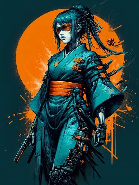 Featured image #6 for Neon Cyberpunk Splash Art FLUX, SDXL, Pony & SD1.5