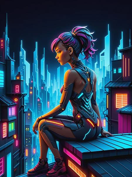 Featured image #6 for Neon Cyberpunk Papercut - FLUX & SDXL