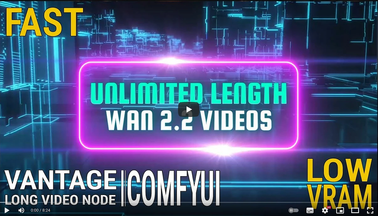 Featured image #1 for Wan 2.2 Unlimited Length Vidoes even on low VRAM