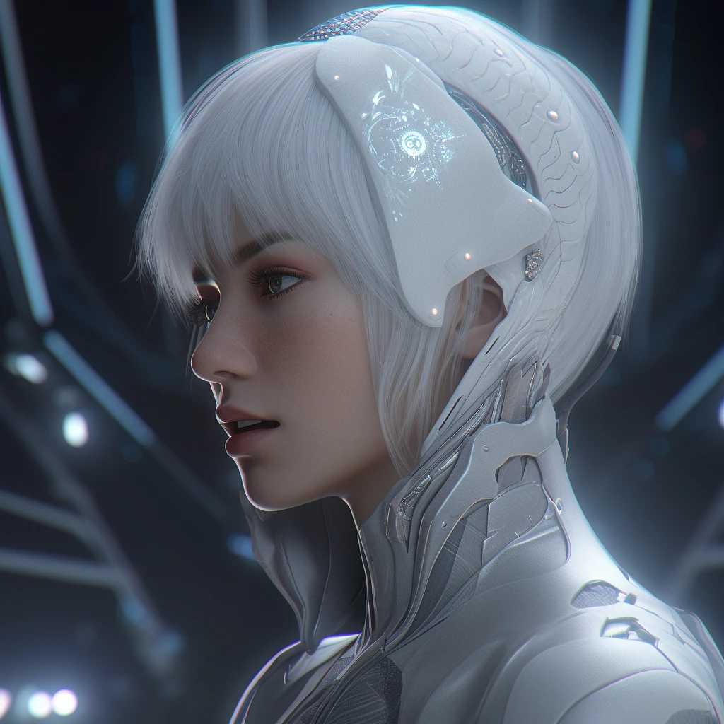 Midjourney prompt: Realistic sci-fi anime female, white - PromptHero