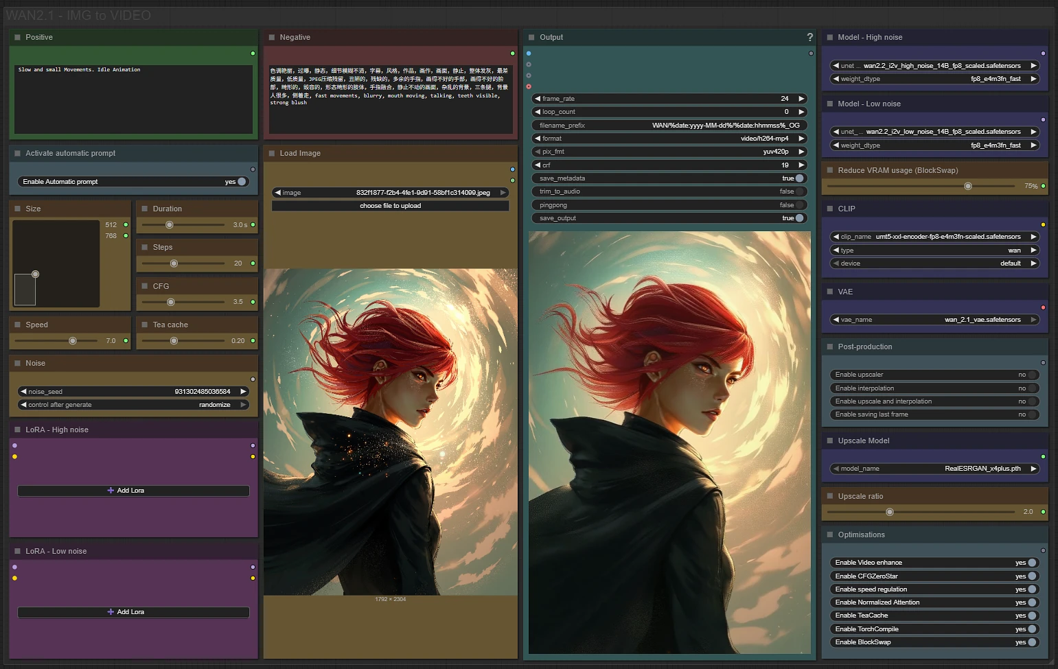 Featured image #2 for IMG to VIDEO simple workflow WAN2.2 | GGUF | LoRA | UPSCALE | TeaCache