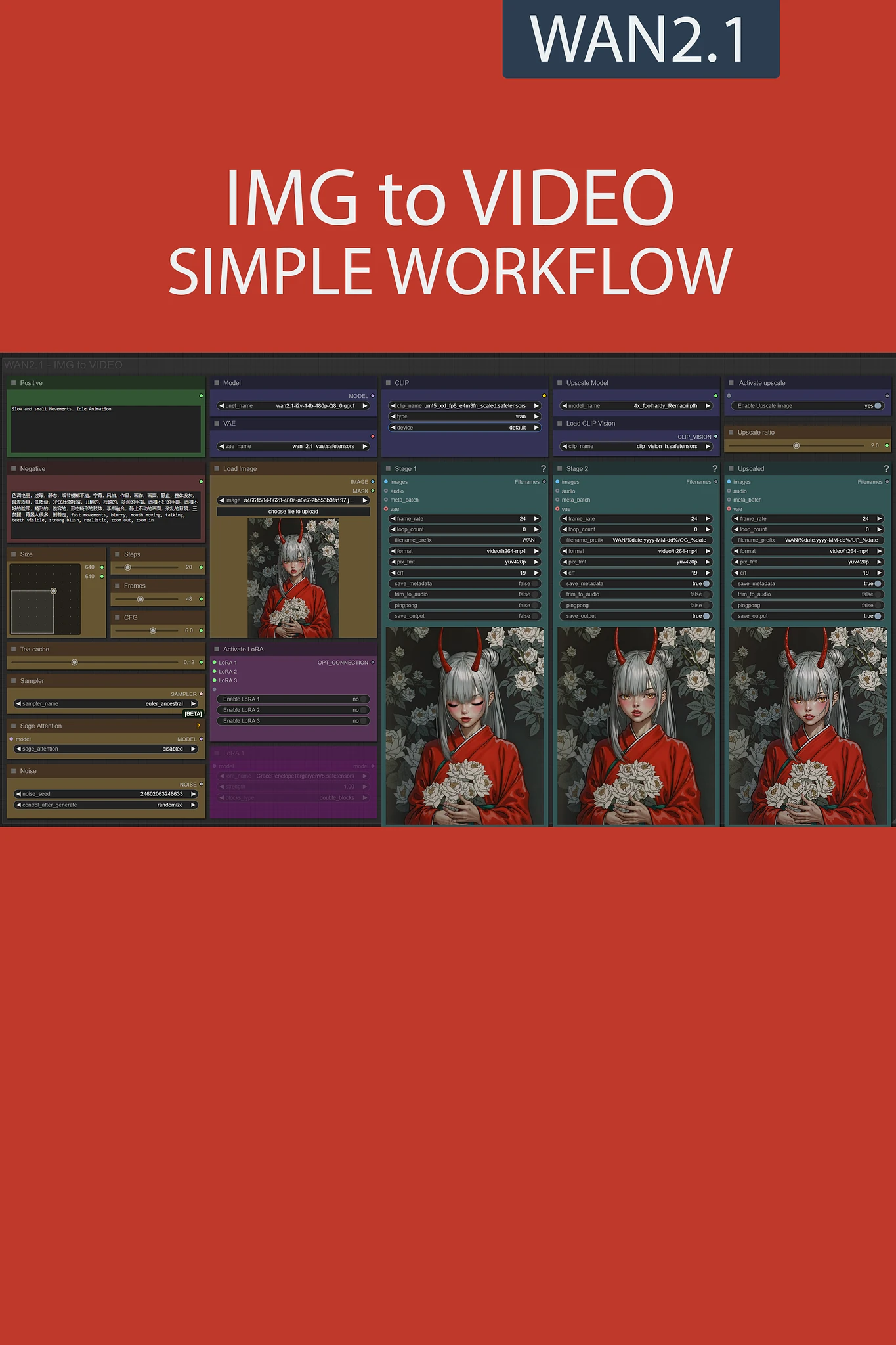 Featured image #3 for IMG to VIDEO simple workflow WAN2.1 | GGUF | LoRA | UPSCALE | TeaCache